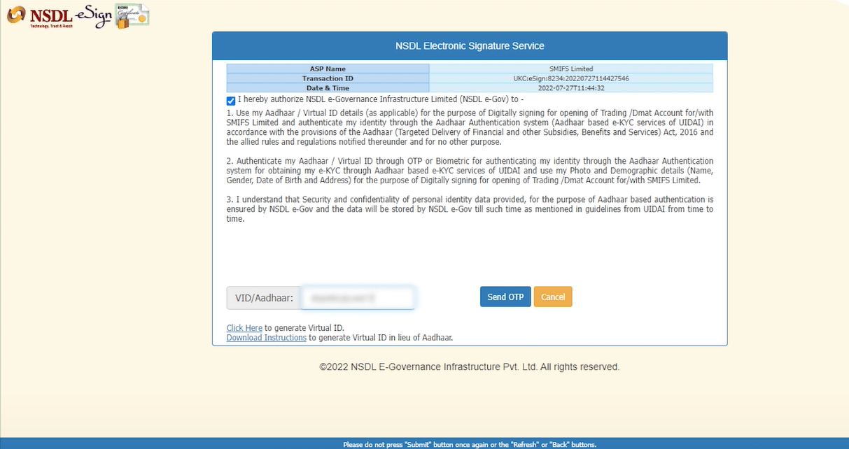 NSDL E-SIGN PAGE FOR DEMAT ACCOUNT OPENING NSDL E-SIGN PAGE FOR DEMAT ACCOUNT OPENING