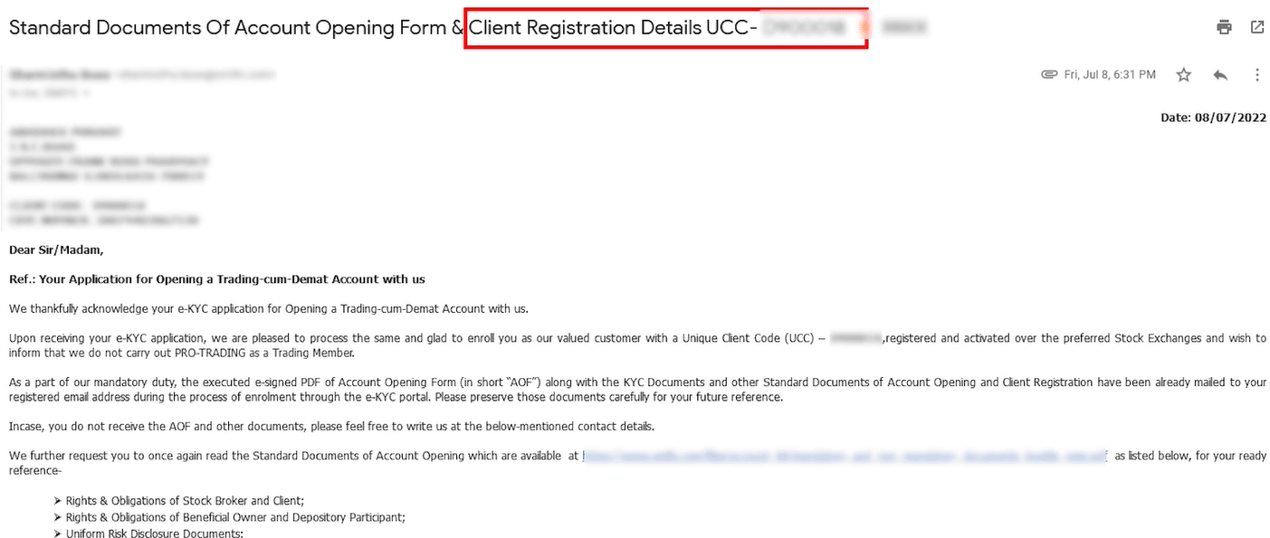 UNIQUE CLIENT CODE FOR DEMAT ACCOUNT UNIQUE CLIENT CODE FOR DEMAT ACCOUNT