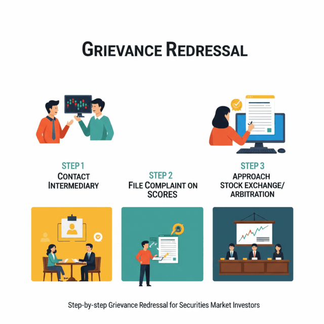 Step-by-step grievance redressal flowchart for securities market investors