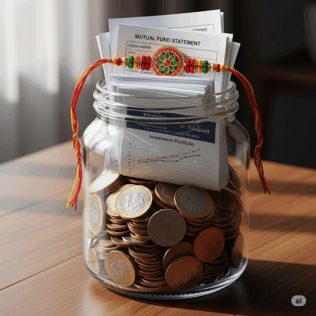 Raksha Bandhan financial gift ideas including mutual fund SIPs and savings for long-term growth.